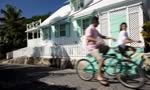 Biking on Harbour island, North Eleuthera, The Bahamas