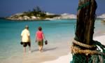 walking the secluded beach on Staniel Cay in The Exumas, The Bahamas